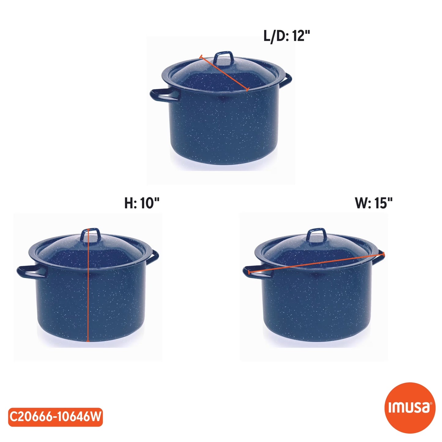 12.0Qt Enamel Stock Pot, Blue