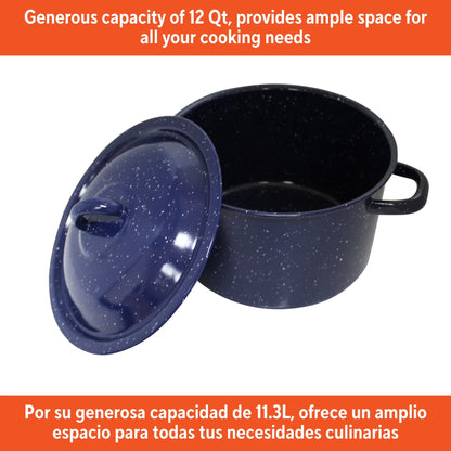 12.0Qt Enamel Stock Pot, Blue